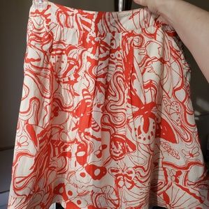 Anthropologie Red Floral Skirt Sz 4 EUC